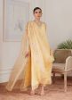 Luna Eid 24 - Cyrilla Pale Yellow Embroidered Raw Silk Shirt With Draped Dupatta For Discount