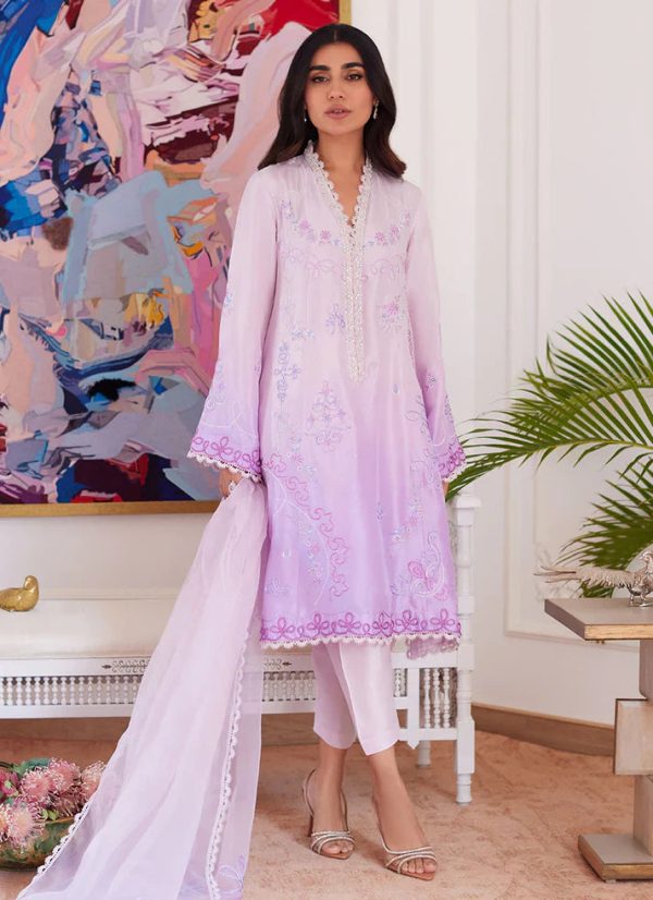 Luna Eid 24 - Lavinia Ombre Embroidered Raw Silk Shirt With Dupatta Discount