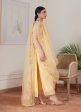 Luna Eid 24 - Cyrilla Pale Yellow Embroidered Raw Silk Shirt With Draped Dupatta For Discount