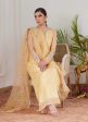 Luna Eid 24 - Cyrilla Pale Yellow Embroidered Raw Silk Shirt With Draped Dupatta For Discount