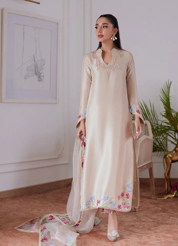 Luna Eid 24 - Liara Sand Embroidered Raw Silk Shirt And Dupatta Fashion