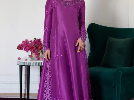 Luna Eid 24 - Tierra Muted Magenta Embroidered Raw Silk Kalidar With Dupatta Discount