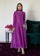 Luna Eid 24 - Tierra Muted Magenta Embroidered Raw Silk Kalidar With Dupatta Discount