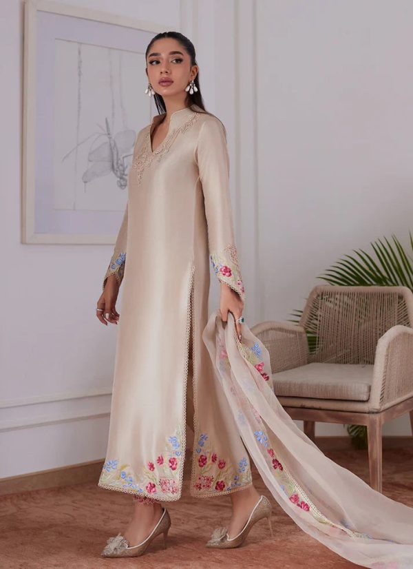 Luna Eid 24 - Liara Sand Embroidered Raw Silk Shirt And Dupatta Fashion