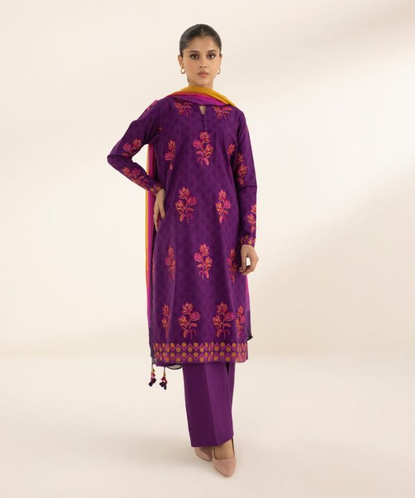 Lawn  24 - 3 Piece - Embroidered Jacquard Suit U3Pesg24V110 Discount