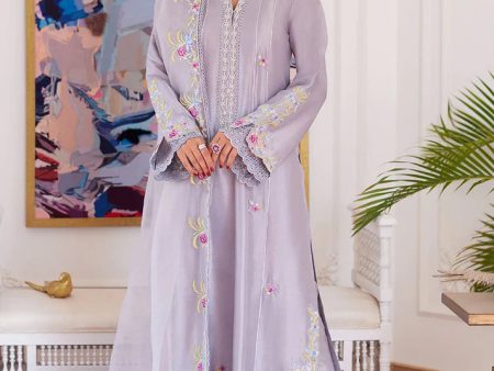 Luna Eid 24 - Odette Silver Grey Embroidered Raw Silk Kalidar With Dupatta For Cheap