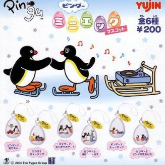 Yujin Pingu Penguin Gashapon Egg Shape 6 Mascot Swing Strap Figure Set Fashion