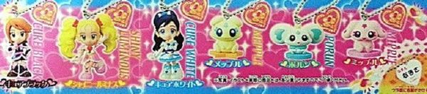 Bandai Pretty Cure Max Heart Gashapon Black White Luminous Nagisa 6 Mascot Strap Figure Set For Cheap