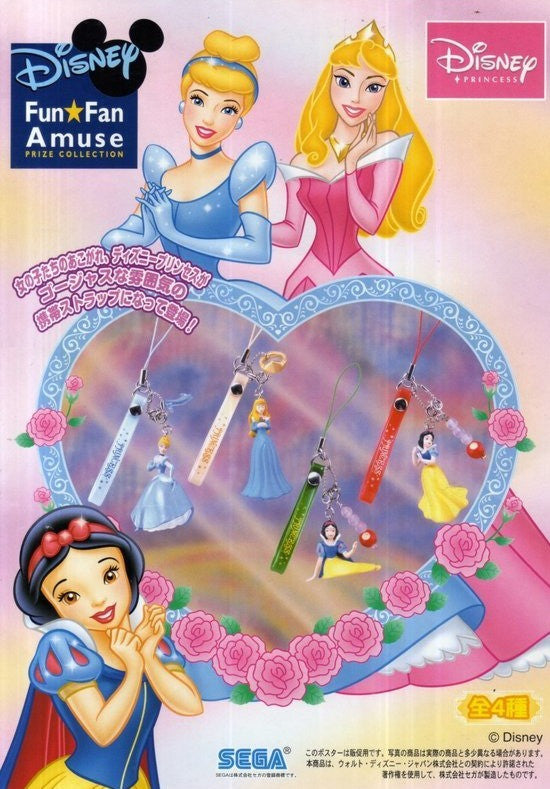 Sega Disney Fun Fan Amuse Prize Collection Princess 4 Phone Strap Trading Figure Set Sale