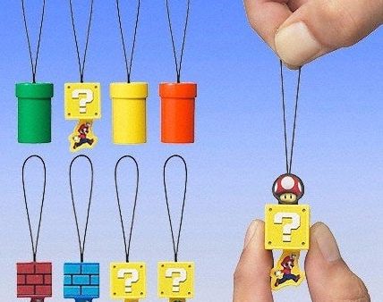 Bandai Super Mario Bros Gashapon 8 Brick Tube Mascot Strap Figure Set Supply