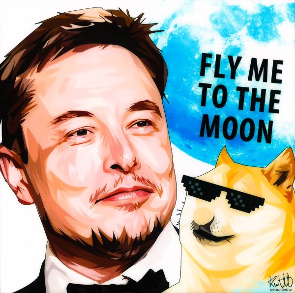 Elon Musk Ver. 2: Fly Me To The Moon Pop Art (10 X10 ) Online now